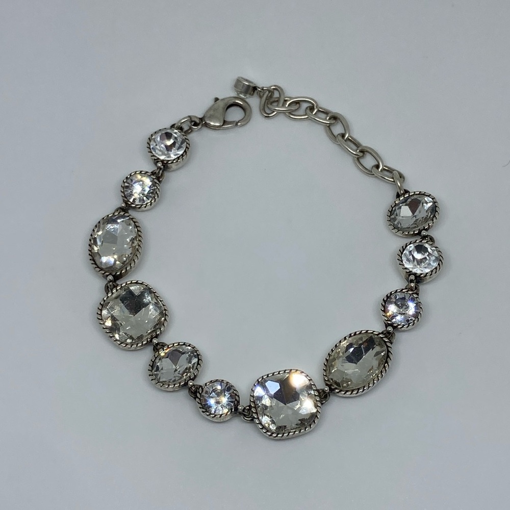 Silver Crystal Link Bracelet - Clear Stones NWOT